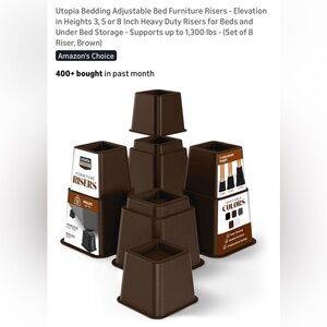 new- UTOPIA Brown 
Set of 8 Furniture 
Bed Risers Easy Storage idea